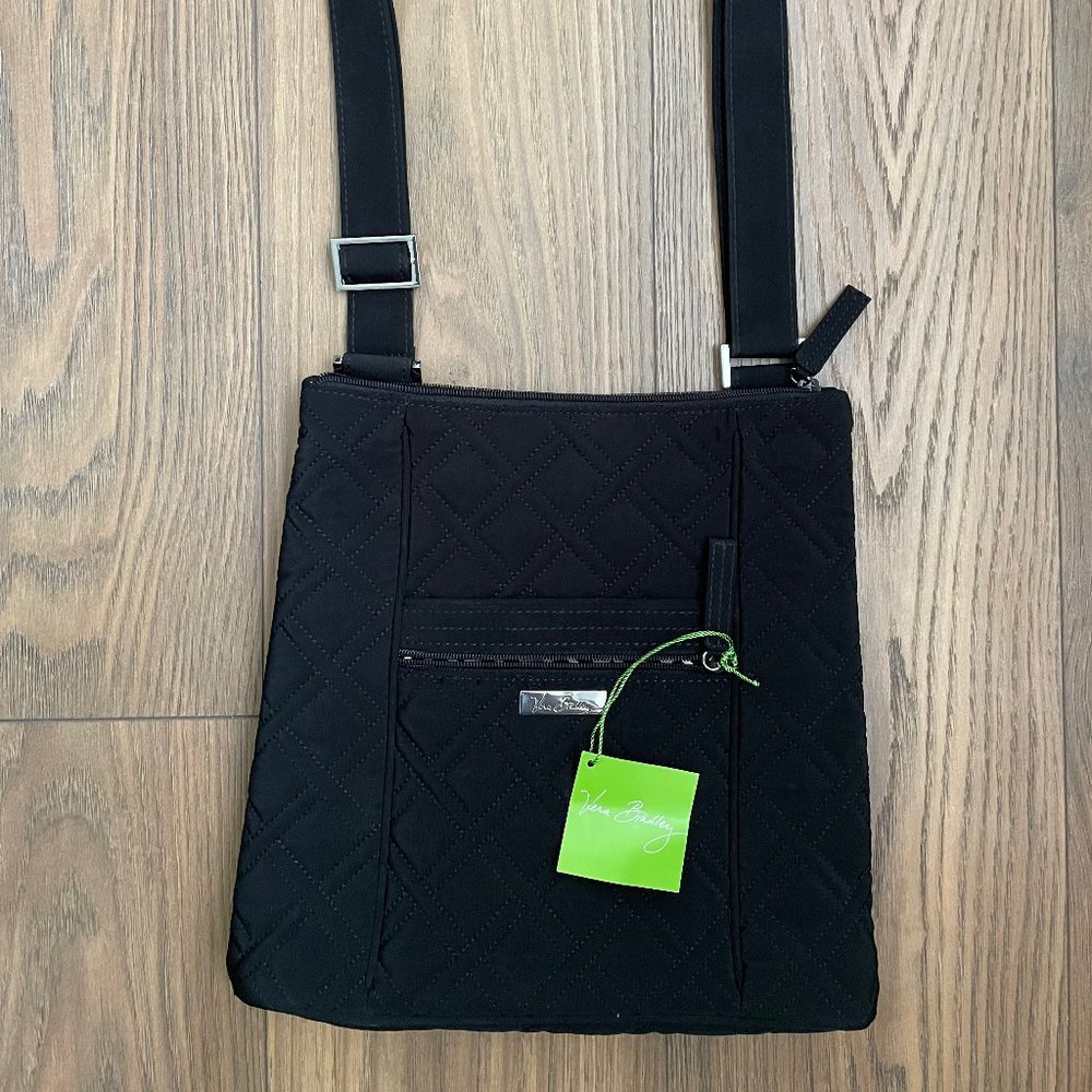 Black Vera Bradley "Hipster" Shoulder Bag